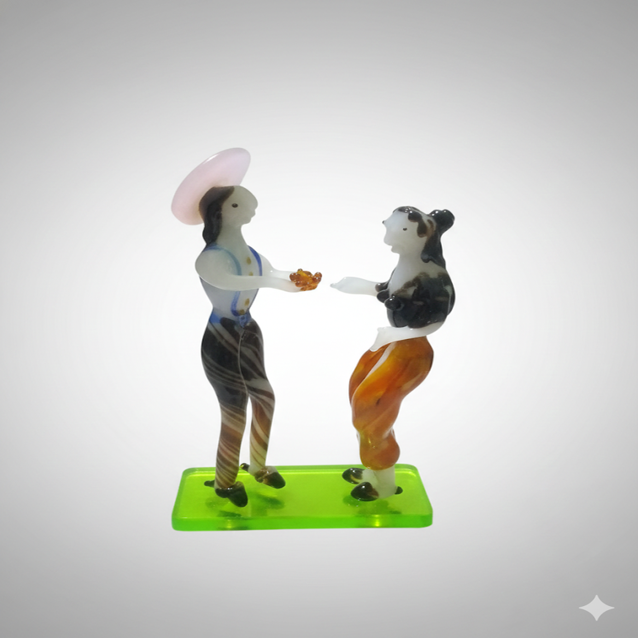 Glass Village Couple Showpiece