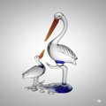 Glass Pelican Family Showpiece